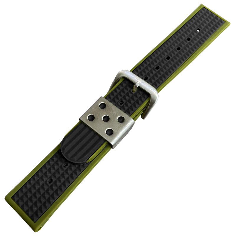 Waffle Strap Uhrenarmband Gummi Grün Schwarz