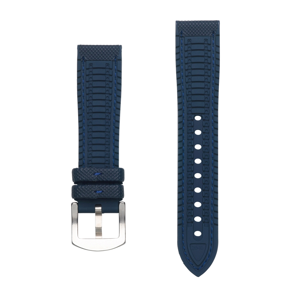 Segeltuch Struktur Uhrenarmband FKM Gummi Blau