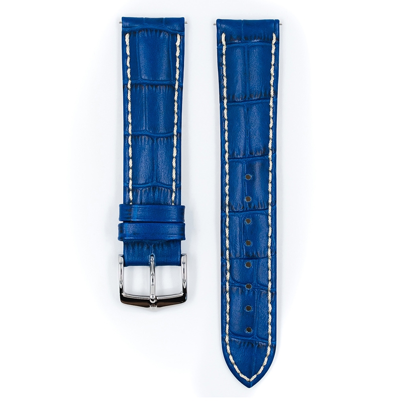 Hirsch Modena Uhrenarmband Alligatorgrain Ozean-Blau