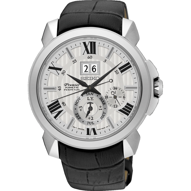 Seiko Premier Uhrenarmband SNP143 Leder Schwarz