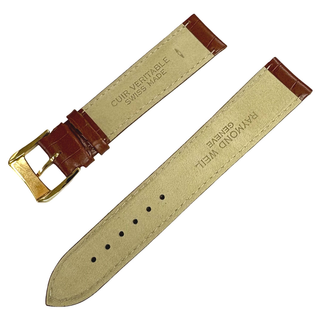 Raymond Weil Alligatorgrain Uhrenarmband Kalbsleder Cognac - mit Schliesse