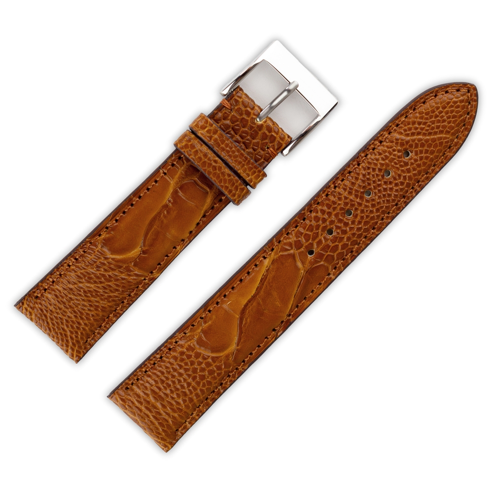 LIC Gallanto Uhrenarmband Straussenbein Leder Matt Hellbraun