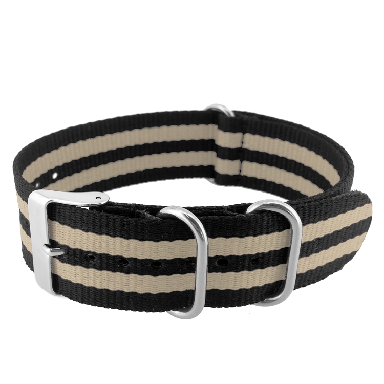 NATO Strap Nylon Uhrenarmband Black Khaki Bond