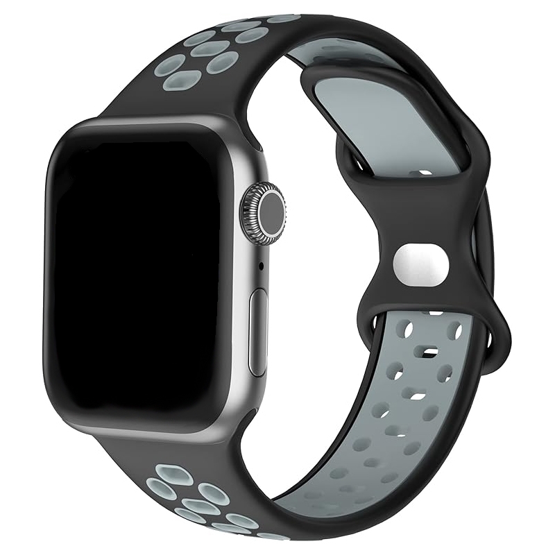 Apple Watch Sportives Uhrenarmband Gummi Schwarz Grau