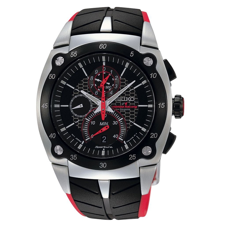 Seiko Sportura Uhrenarmband SPC009 Gummi Schwarz, Rot