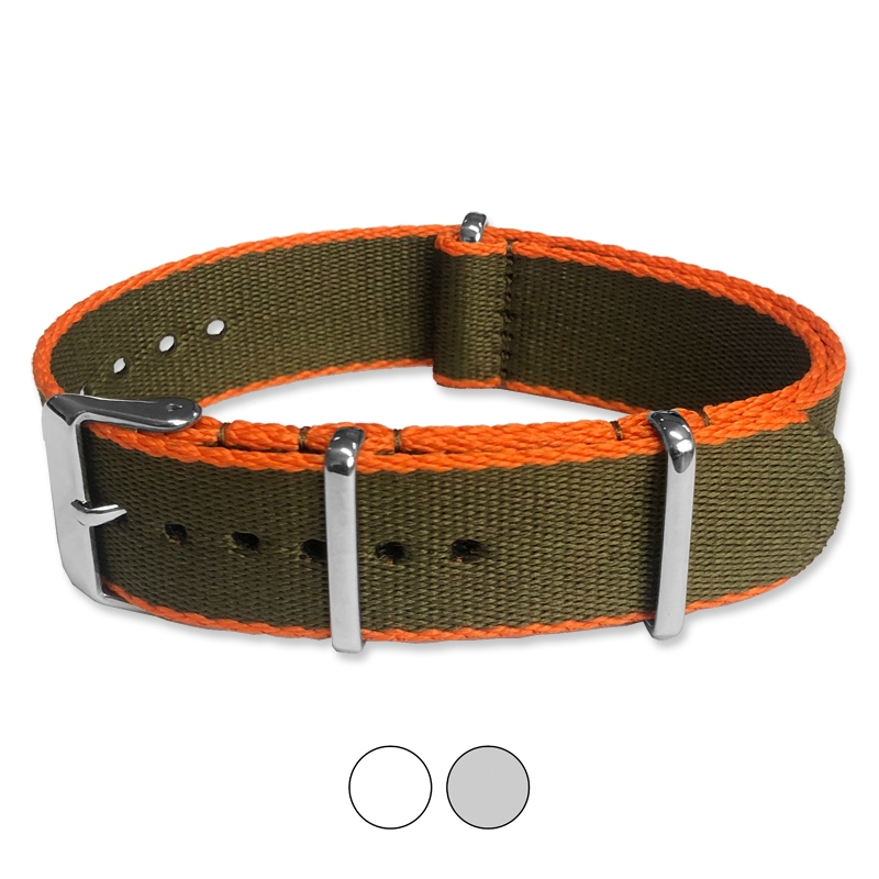 Armeegrün Orange Seatbelt NATO Strap Deluxe Nylon Uhrenarmband