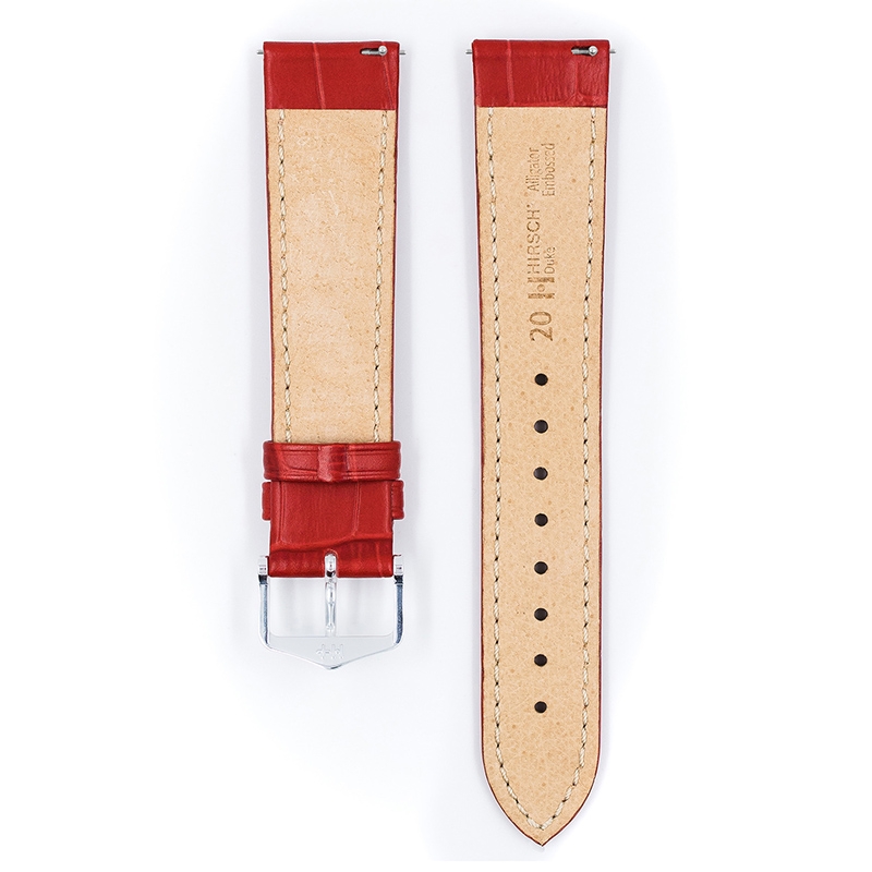 Hirsch Duke Uhrenarmband Alligatorgrain Rot