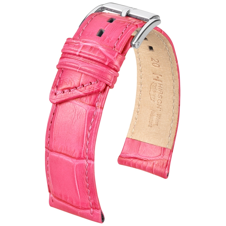 Hirsch Princess Uhrenarmband Alligatorgrain Rosa