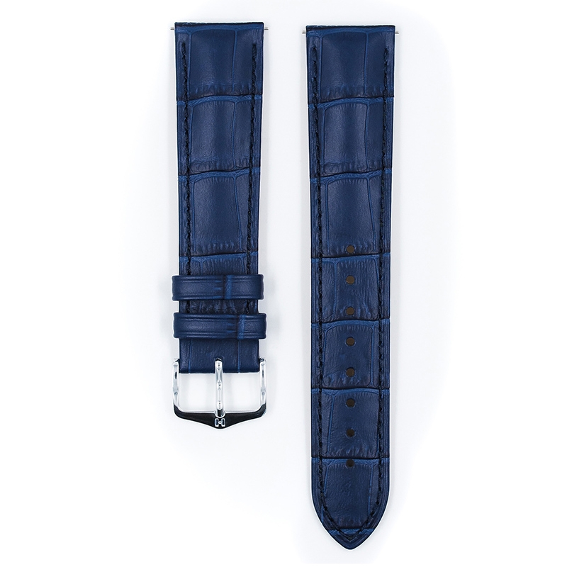 Hirsch Duke Uhrenarmband Alligatorgrain Dunkelblau