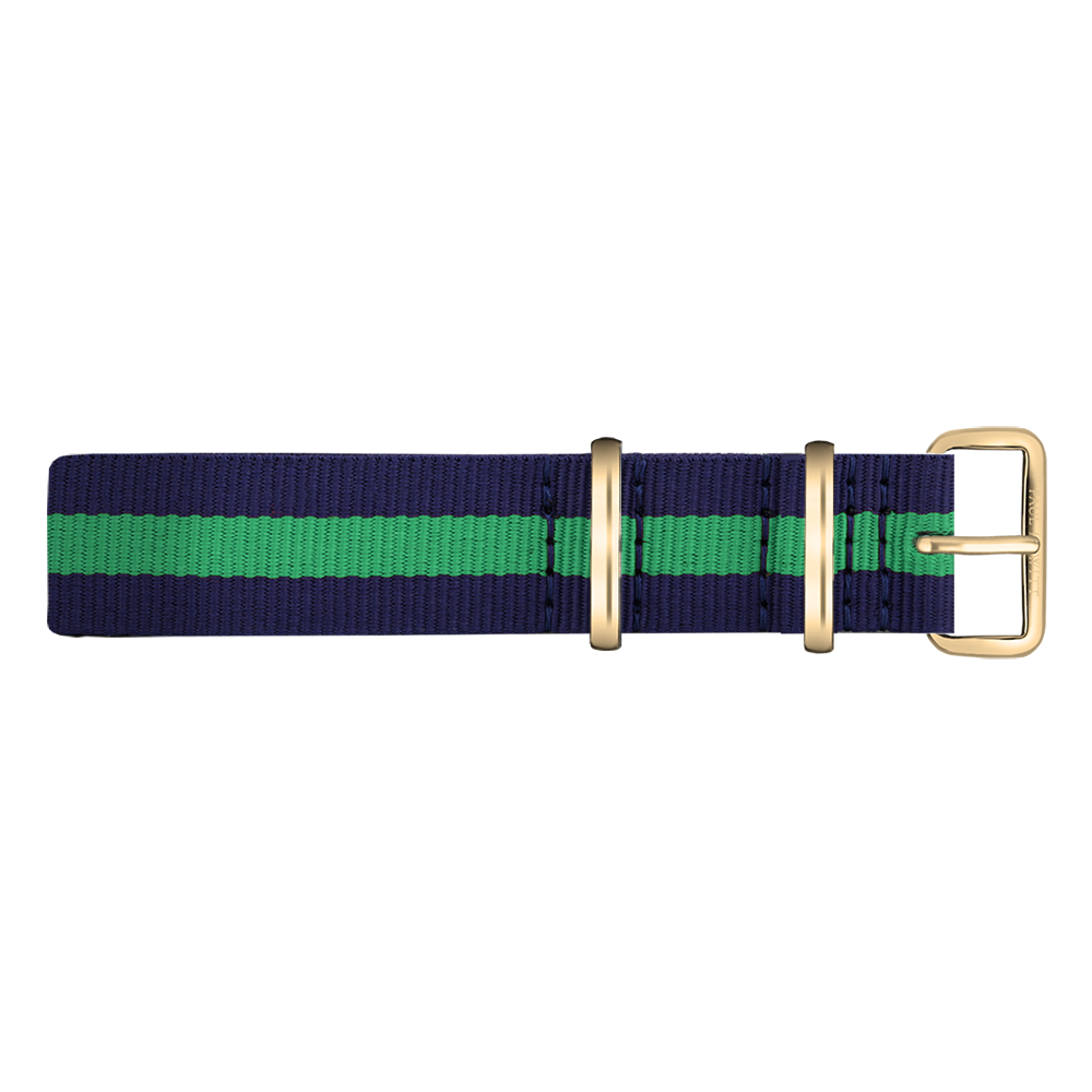 Paul Hewitt NATO Uhrenarmband Marineblau Grün mit Goldener Schliesse 20mm
