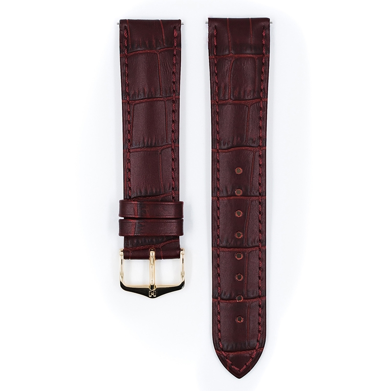 Hirsch Duke Uhrenarmband Alligatorgrain Weinrot