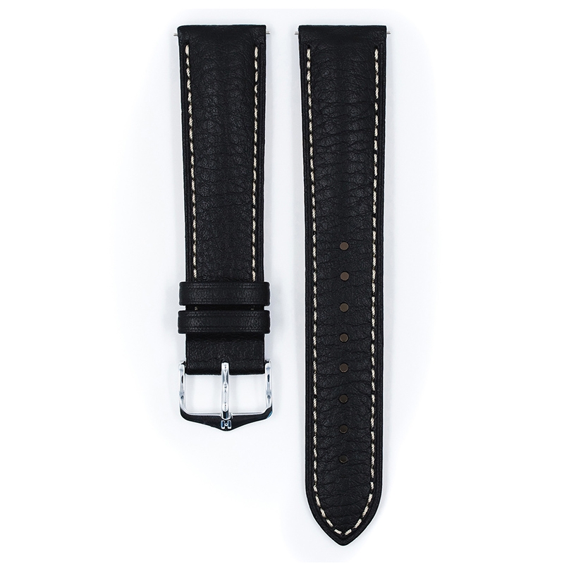 Hirsch Boston Uhrenarmband Büffelkalb Schwarz