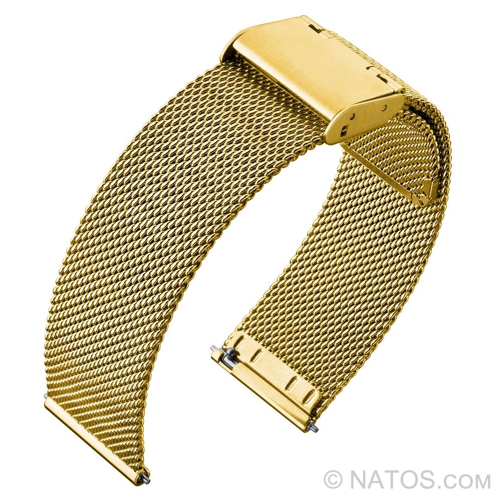 Milanaise Mesh Uhrenarmband 0.6 Fein Gewebter Stahl Goldfarbig