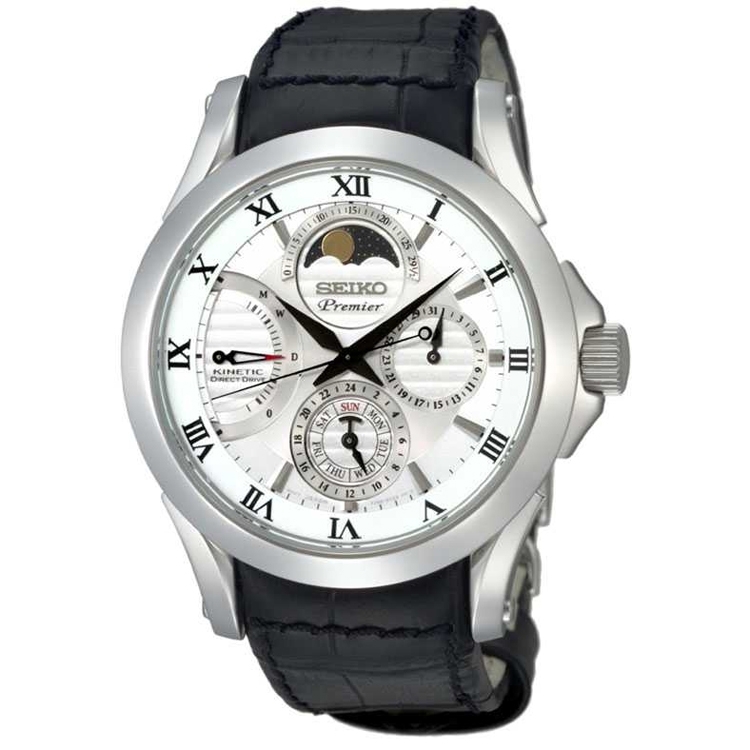 Seiko Premier Uhrenarmband SRX003 Leder Schwarz
