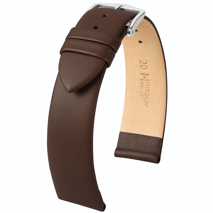 Hirsch Italocalf Nappa Leder Uhrenarmband Braun - 8mm