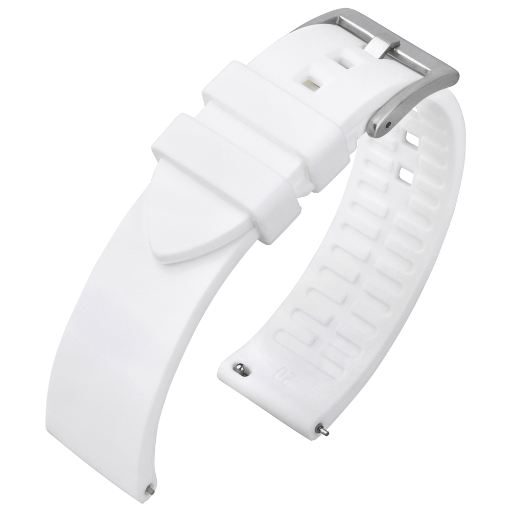 Gebogenes Ende Silikon Gummi Uhrenarmband Weiss