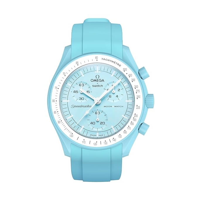 Gummi Uhrenarmband für MoonSwatch Hellblau