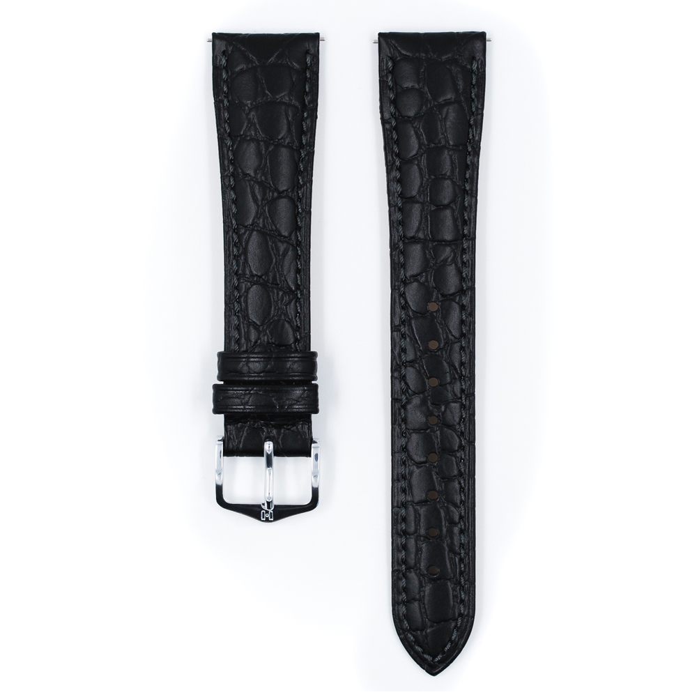 Hirsch Aristocrat Uhrenarmband Crocograin Schwarz
