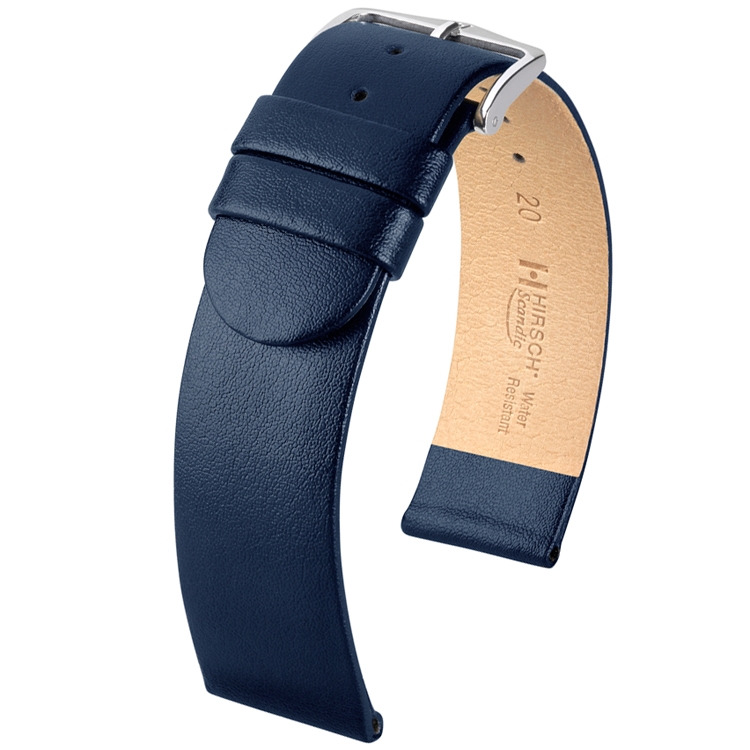 Hirsch Scandic Uhrenarmband Kalbsleder Blau