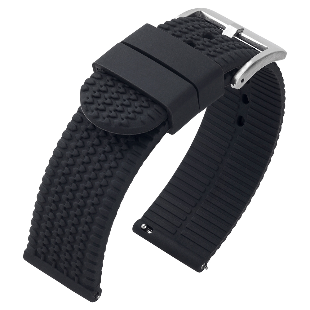 Racing Tyre Uhrenarmband Reifenprofil Gummi Schwarz