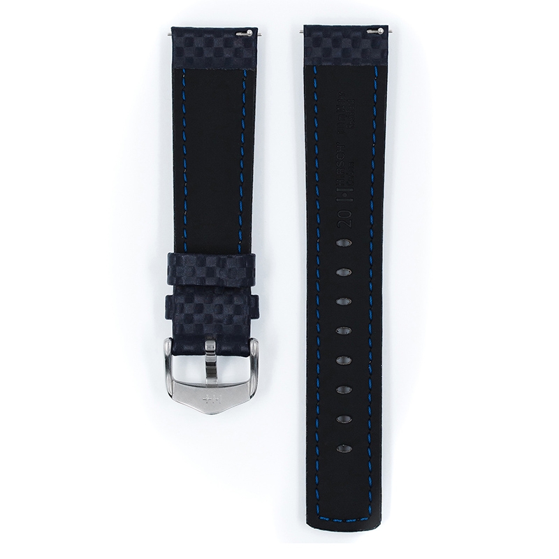 Hirsch Carbon Uhrenarmband 100 m Water-Resistant Blau