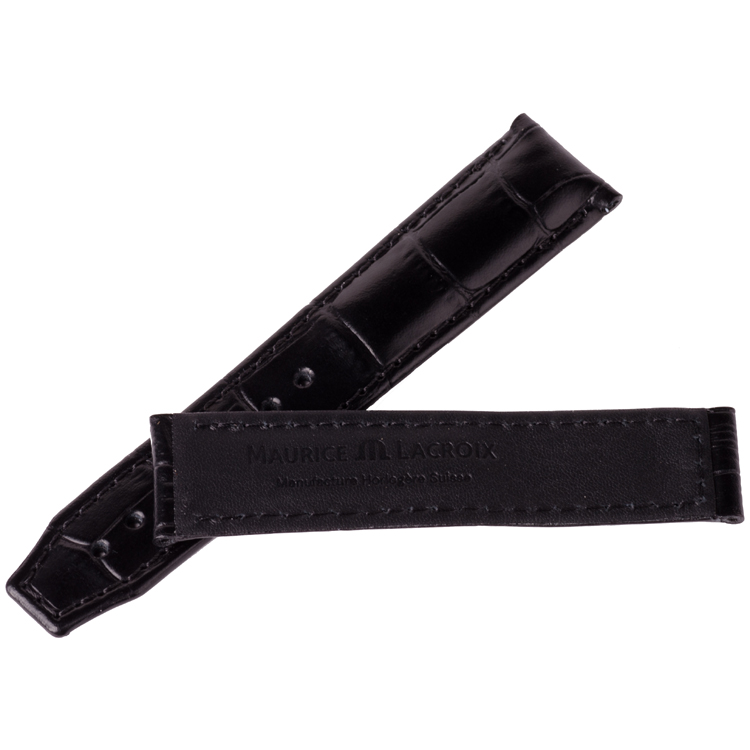Maurice Lacroix Pontos Uhrenarmband für Faltschliesse Louisiana Kroko-Kalb Schwarz