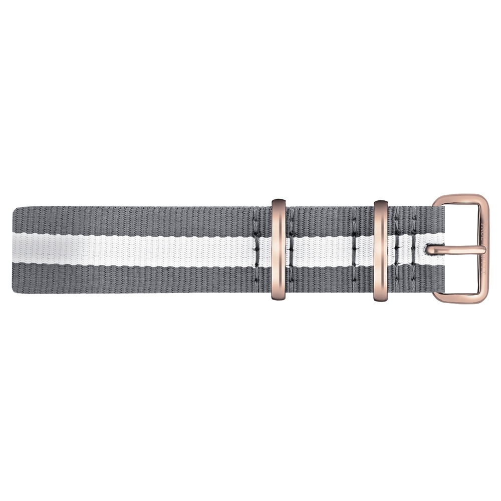 Paul Hewitt NATO Uhrenarmband Grau Weiss mit Roségoldener Schliesse 20mm