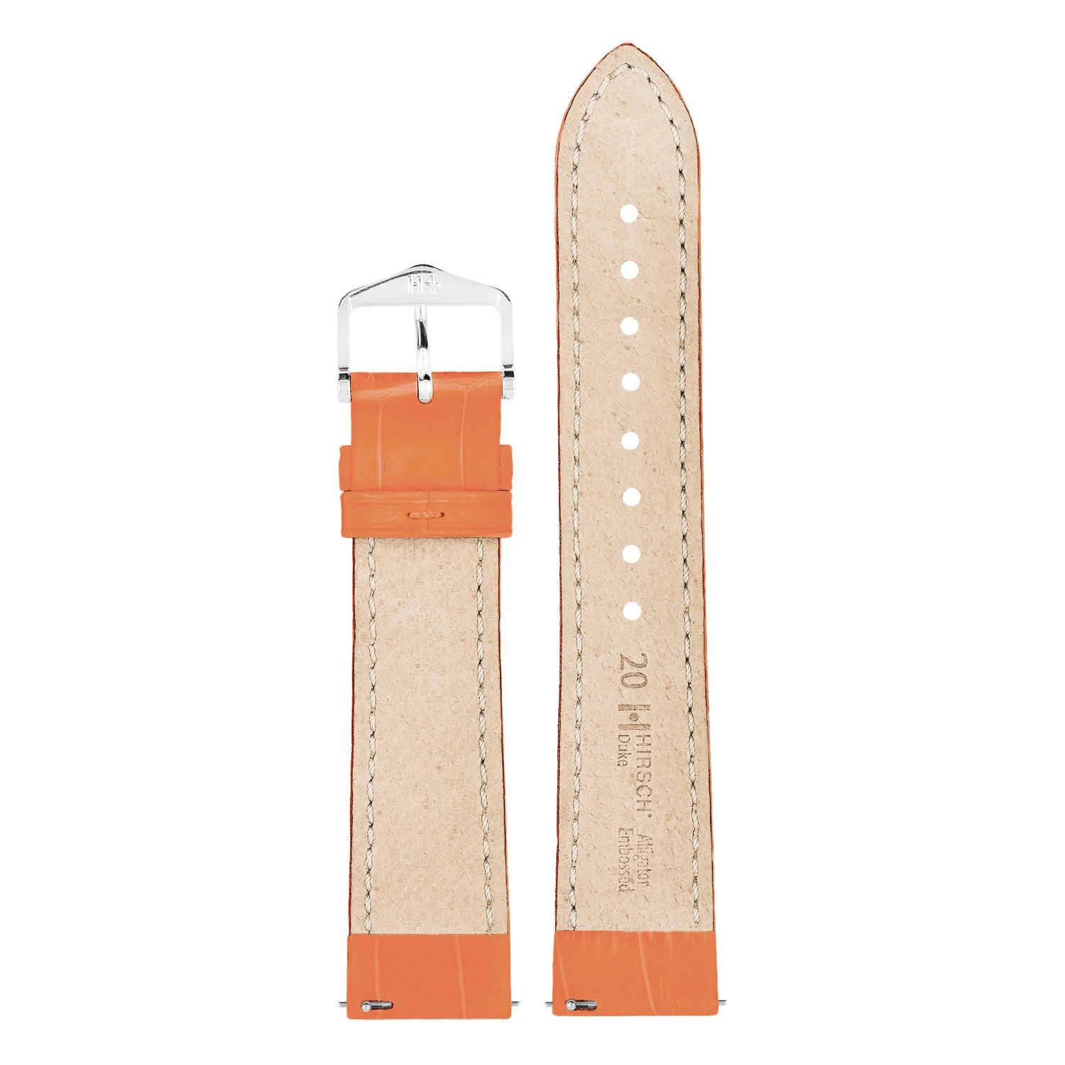 Hirsch Duke Uhrenarmband Alligatorgrain Orange