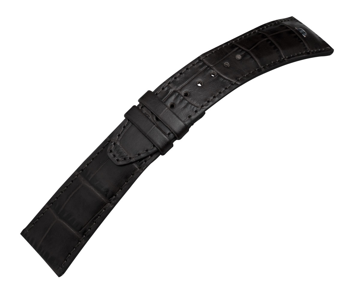 Maurice Lacroix Pontos Uhrenarmband mit Bandhaltern für Faltschliesse Louisiana Kroko-Kalb Schwarz