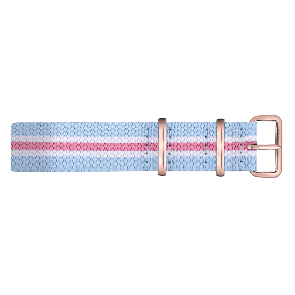 Paul Hewitt NATO Uhrenarmband Hellbleu Weiss Rosa mit Roségoldener Schliesse 20mm