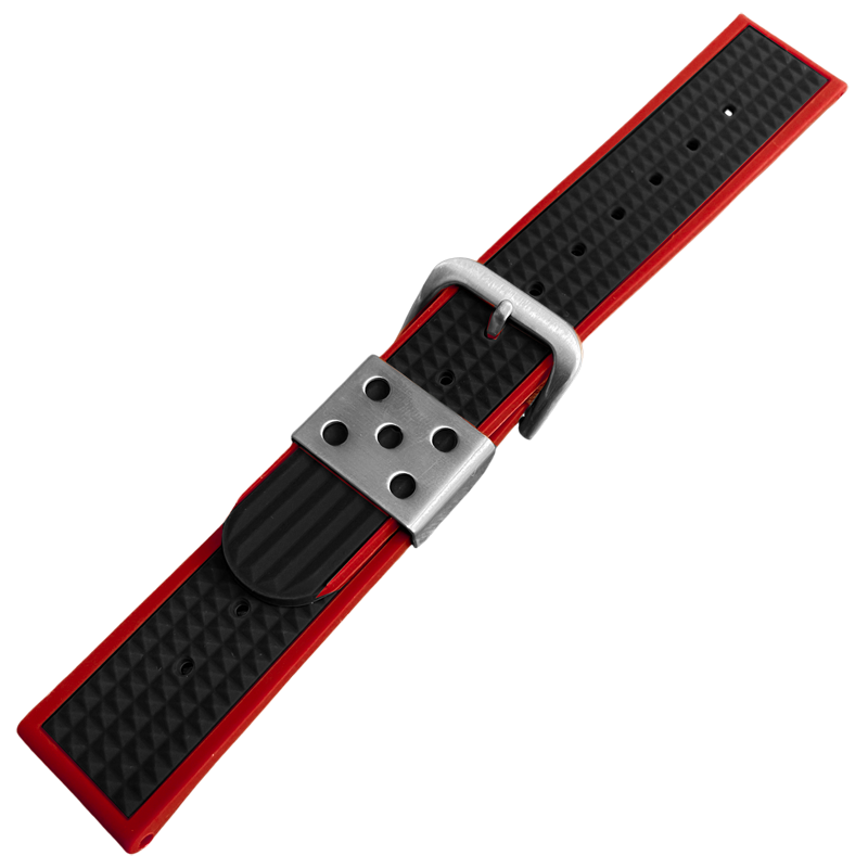 Waffle Strap Uhrenarmband Gummi Rot Schwarz