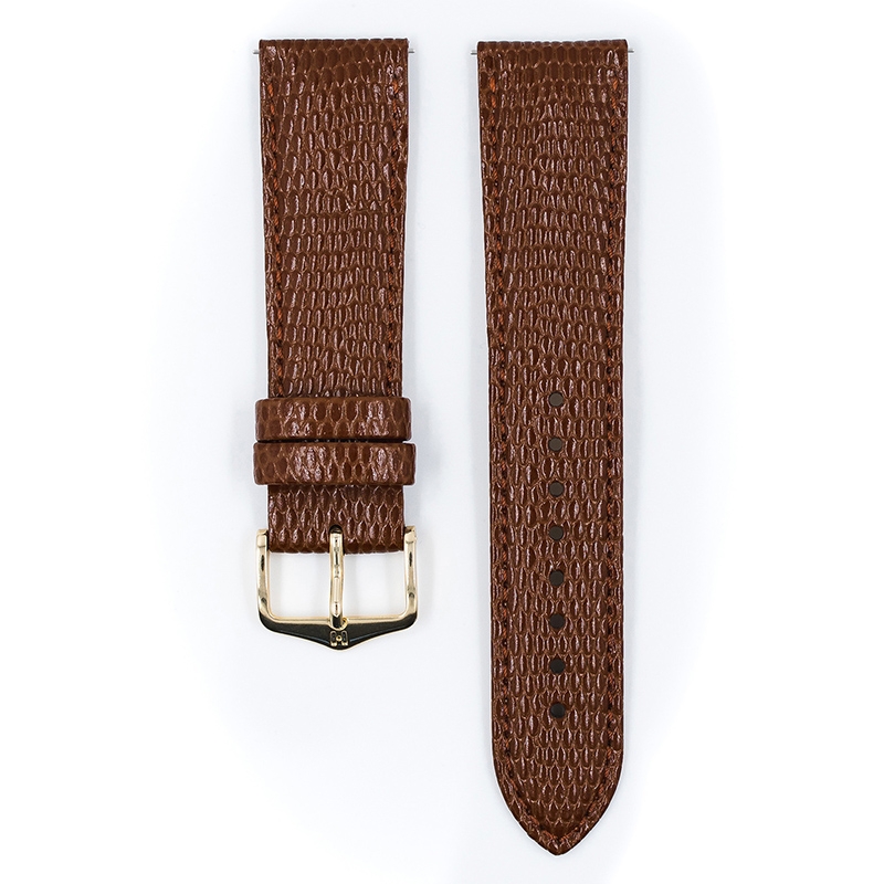 Hirsch Rainbow Uhrenarmband Lizardgrain Goldbraun