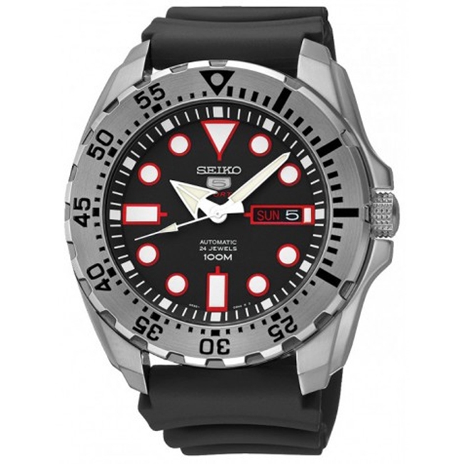Seiko 5 Sports SRP601 Uhrenarmband Gummi Schwarz