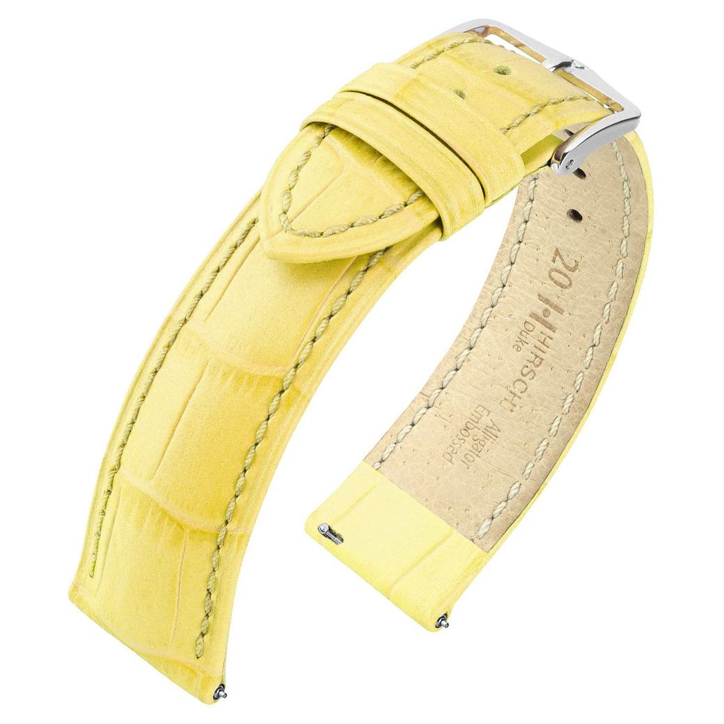 Hirsch Duke Uhrenarmband Alligatorgrain Hellgelb