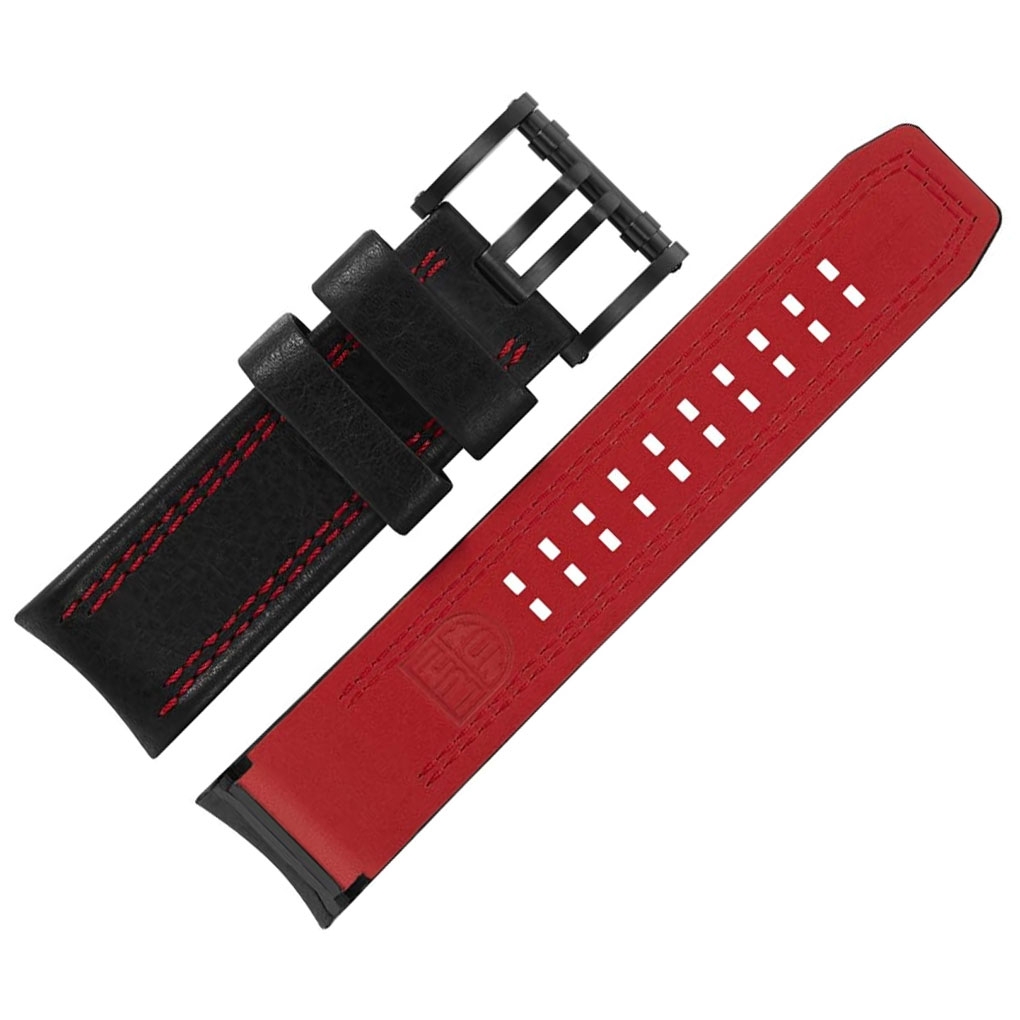 Luminox Tony Kanaan Model XL.1181 Uhrenarmband Leder Schwarz mit Roter Naht - FEX.1180.20B