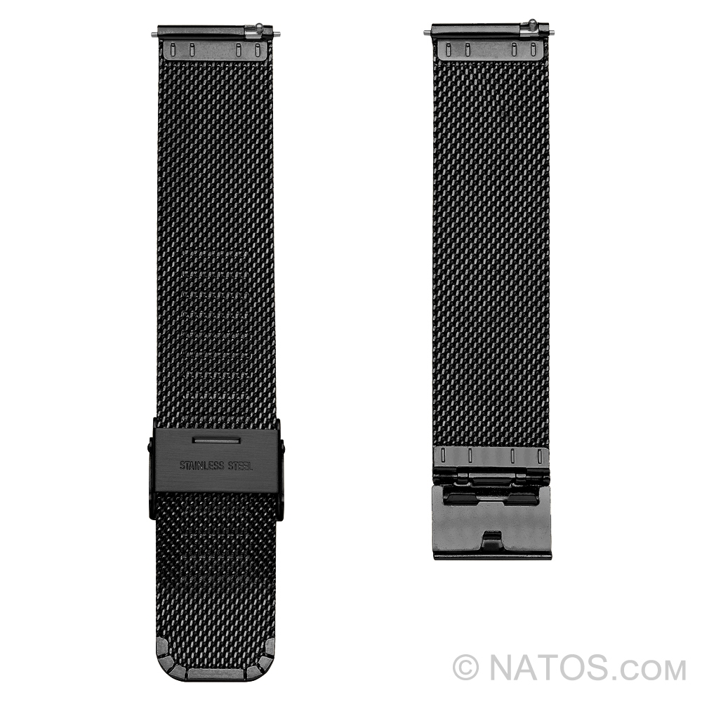 Milanaise Mesh Uhrenarmband 0.6 Fein Gewebter Stahl Schwarz mit Sicherheitsverschluss