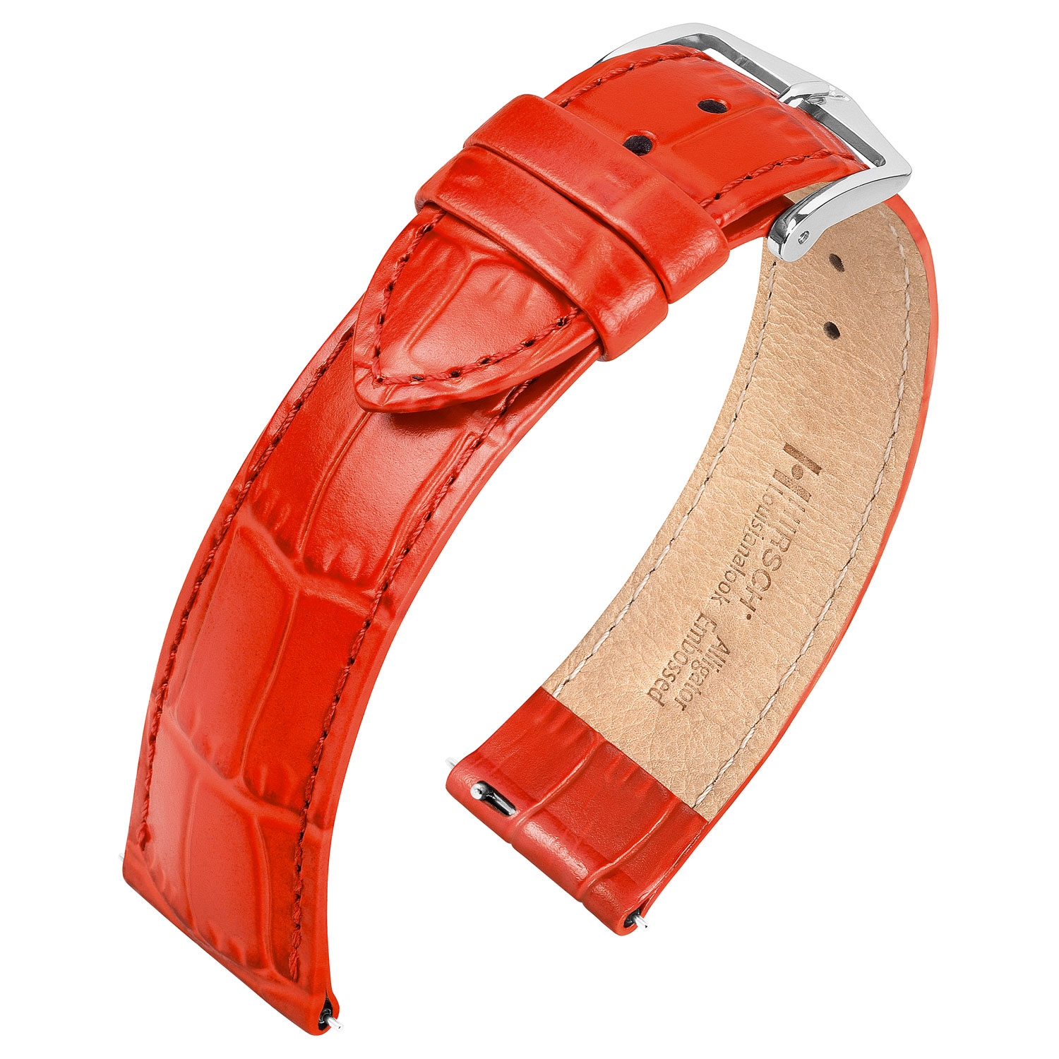 Hirsch Louisianalook Alligatorprint Uhrenarmband Glänzend Rot