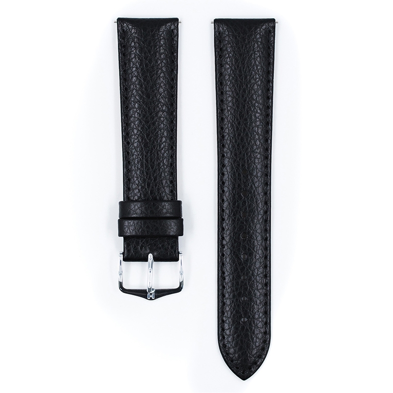 Hirsch Kansas Uhrenarmband Kalbsleder Büffelstruktur Schwarz