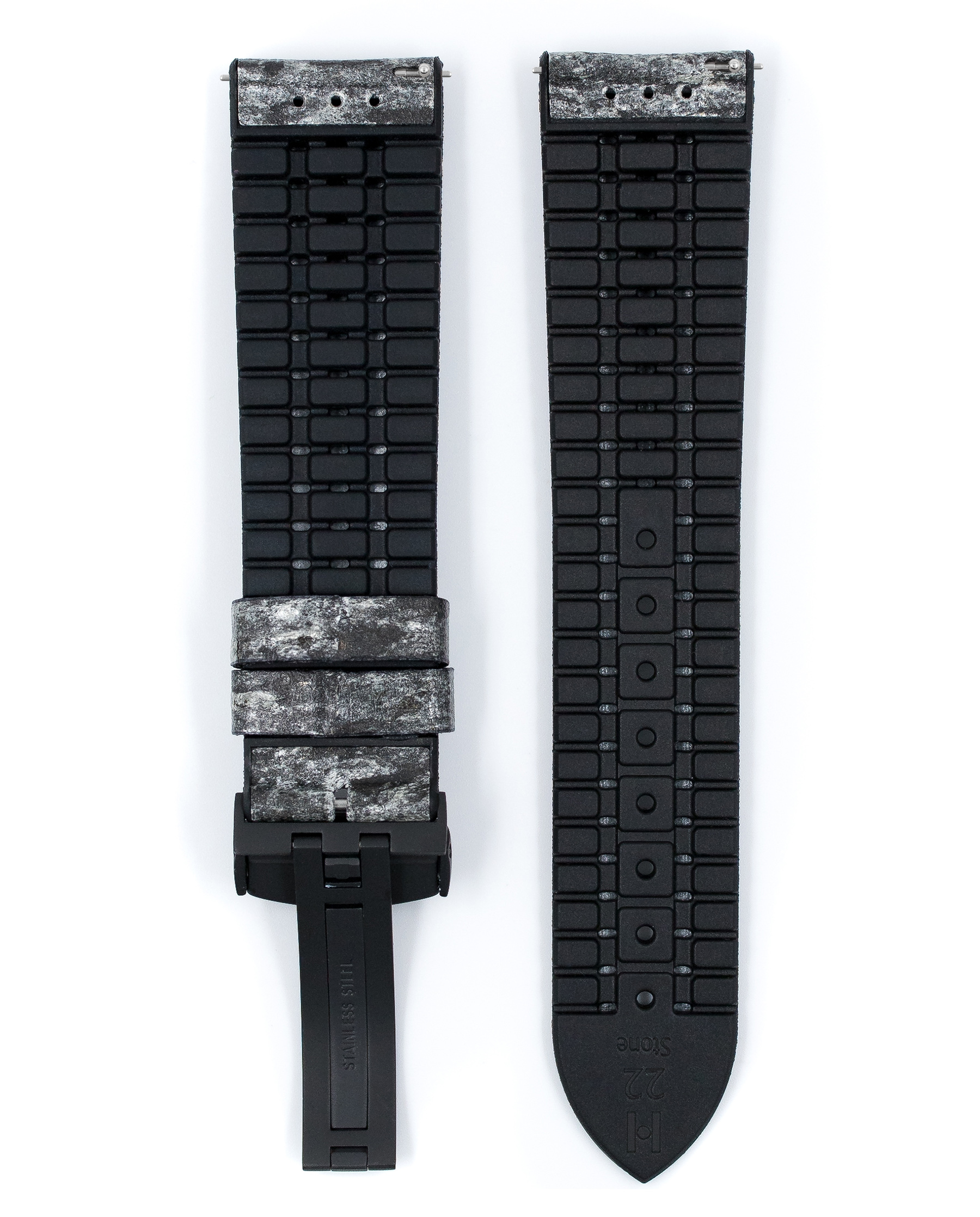 Hirsch Stone Performance Uhrenarmband Schiefer / Kautschuk - Grau - 20mm