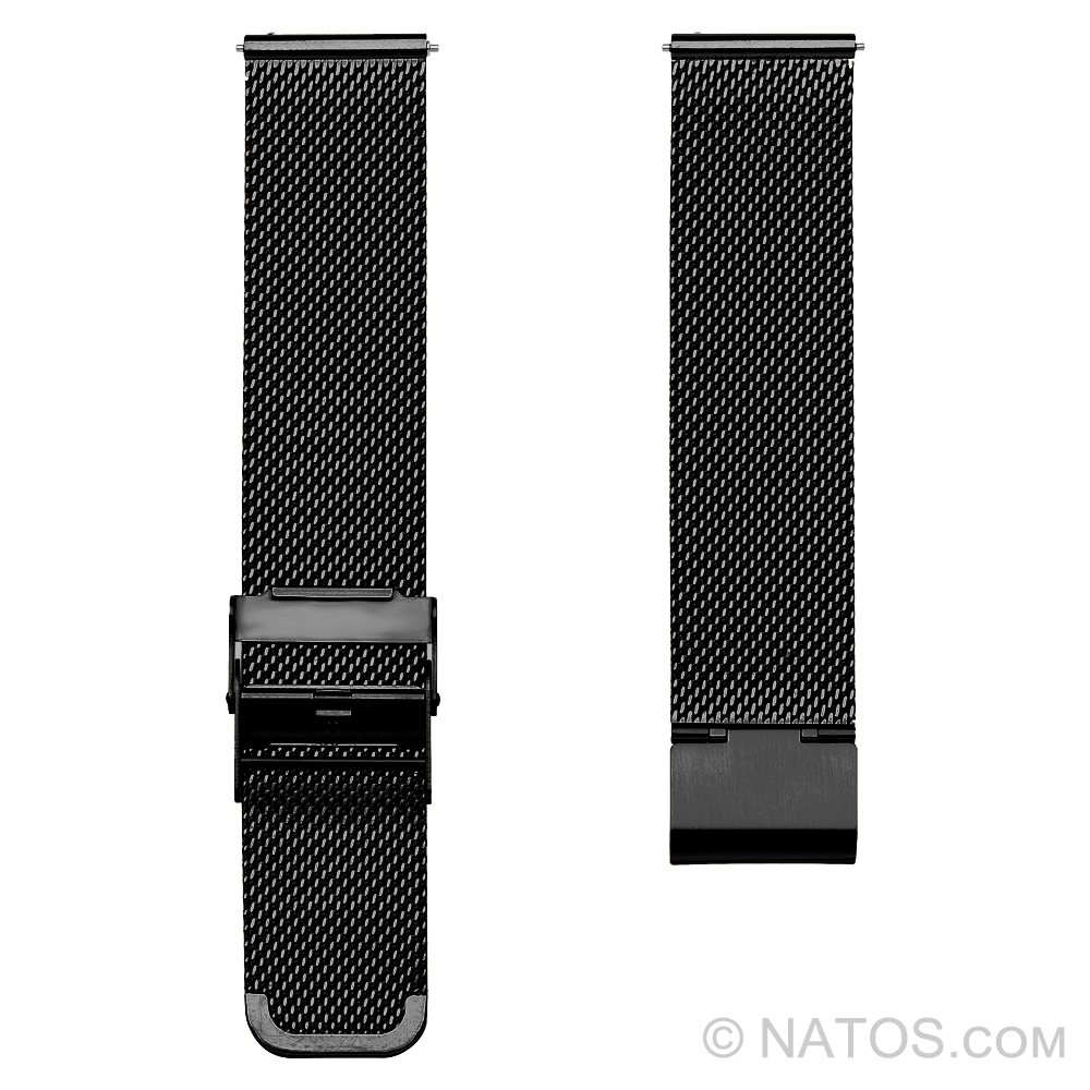Milanaise Mesh Uhrenarmband 0.6 Fein Gewebter Stahl Schwarz mit Sicherheitsverschluss