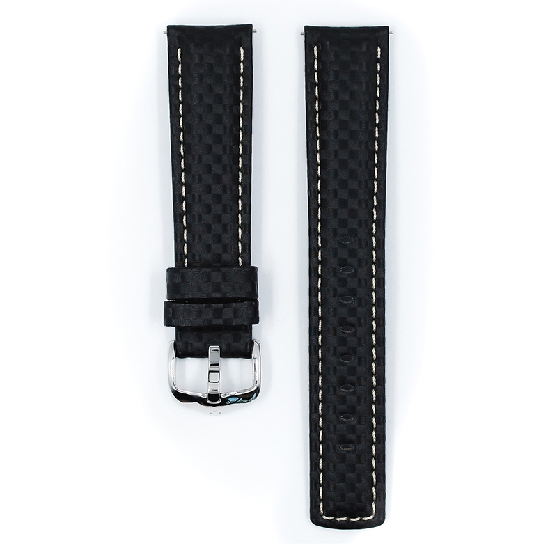 Hirsch Carbon 100 m Water-Resistant Schwarz mit Weisser Naht