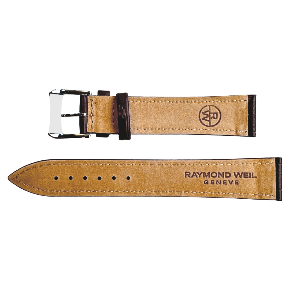 Raymond Weil Alligatorgrain Uhrenarmband Kalbsleder Braun - mit Schliesse