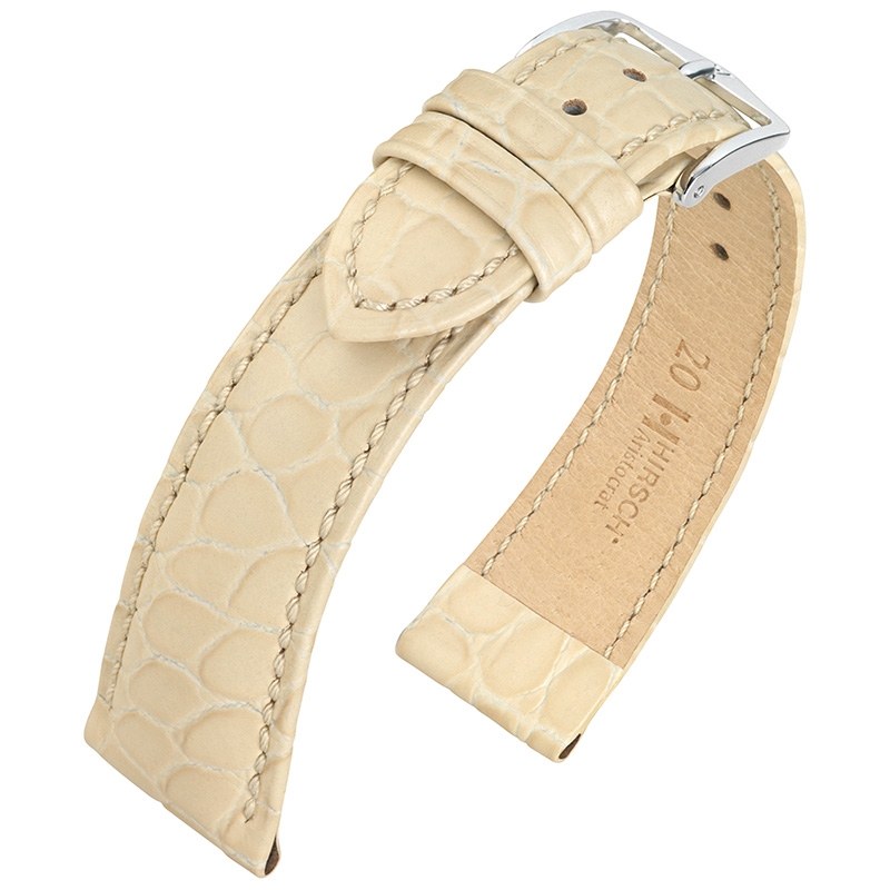 Hirsch Aristocrat Uhrenarmband Crocograin Beige