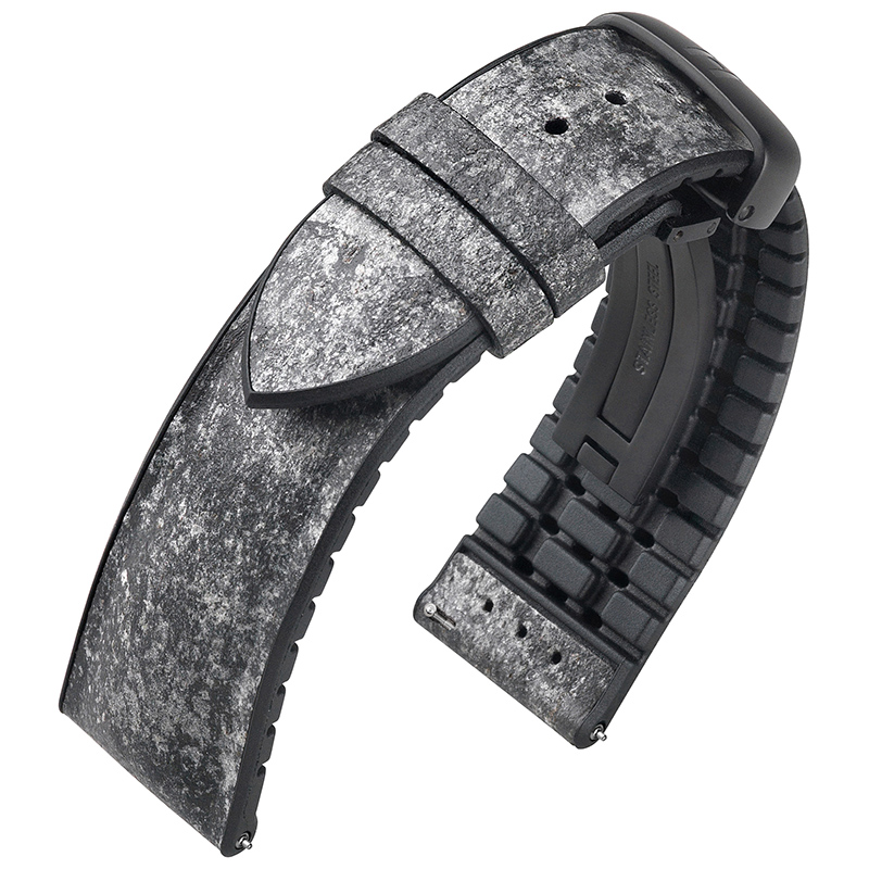 Hirsch Stone Performance Uhrenarmband Schiefer / Kautschuk - Grau - 20mm
