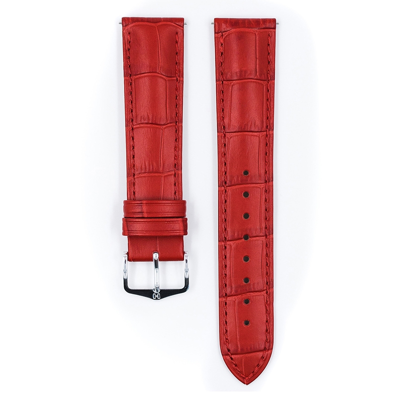 Hirsch Duke Uhrenarmband Alligatorgrain Rot