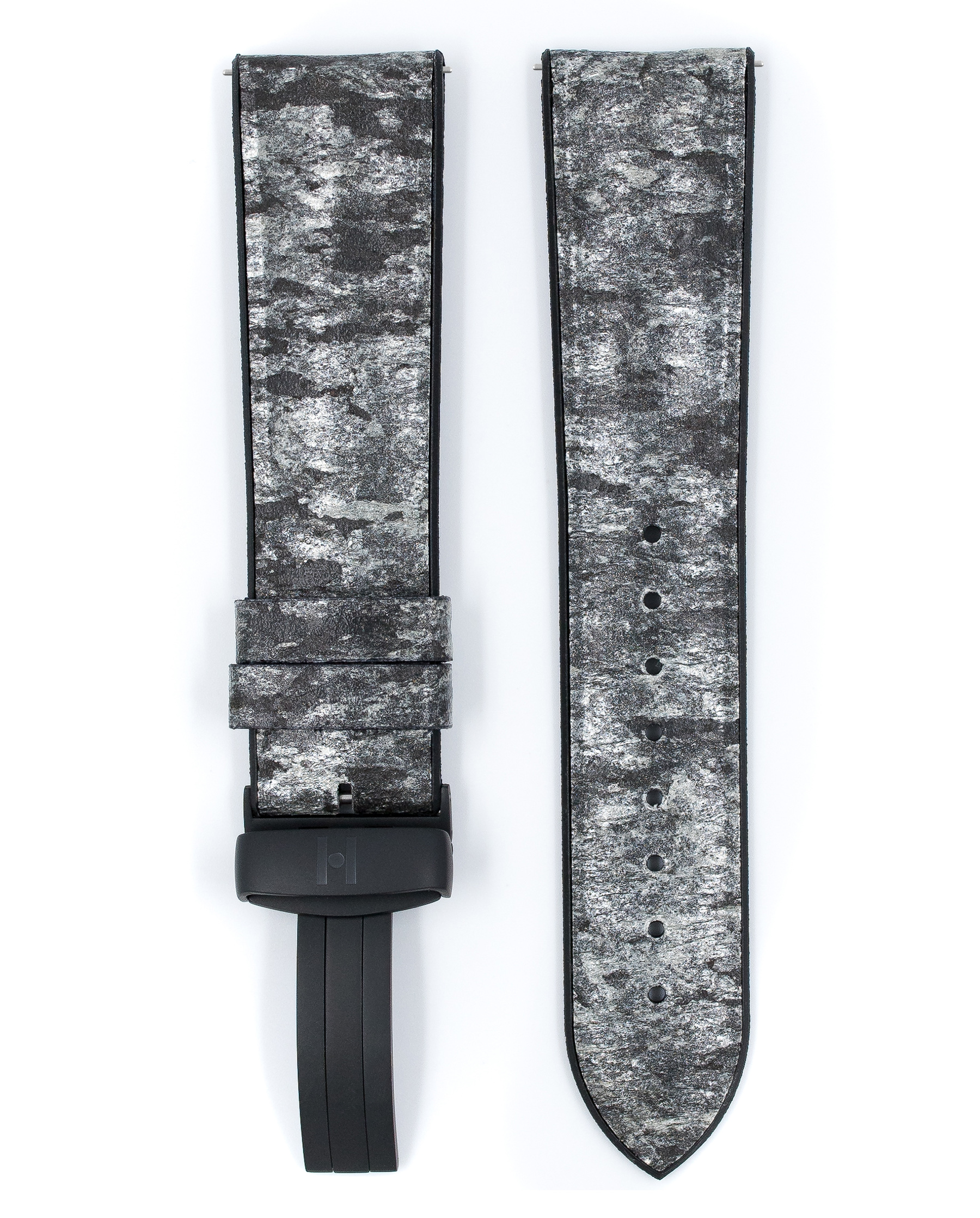 Hirsch Stone Performance Uhrenarmband Schiefer / Kautschuk - Grau - 20mm