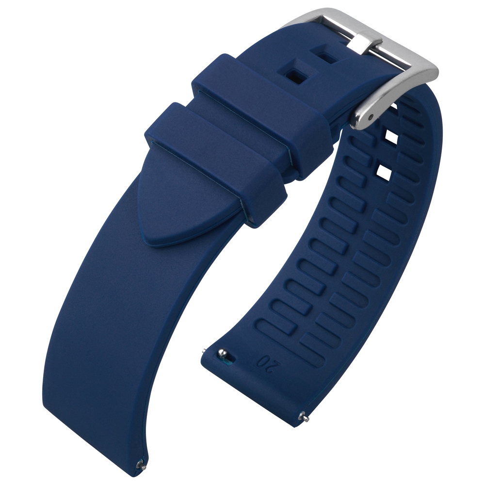Gebogenes Ende Silikon Gummi Uhrenarmband Blau
