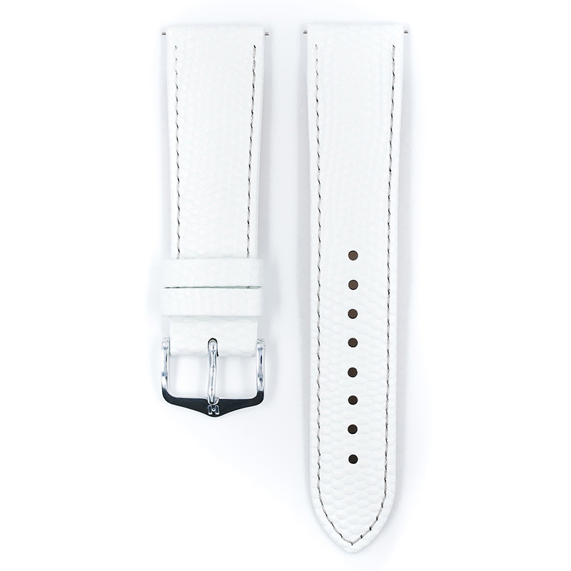 Hirsch Rainbow Uhrenarmband Lizardgrain Weiss