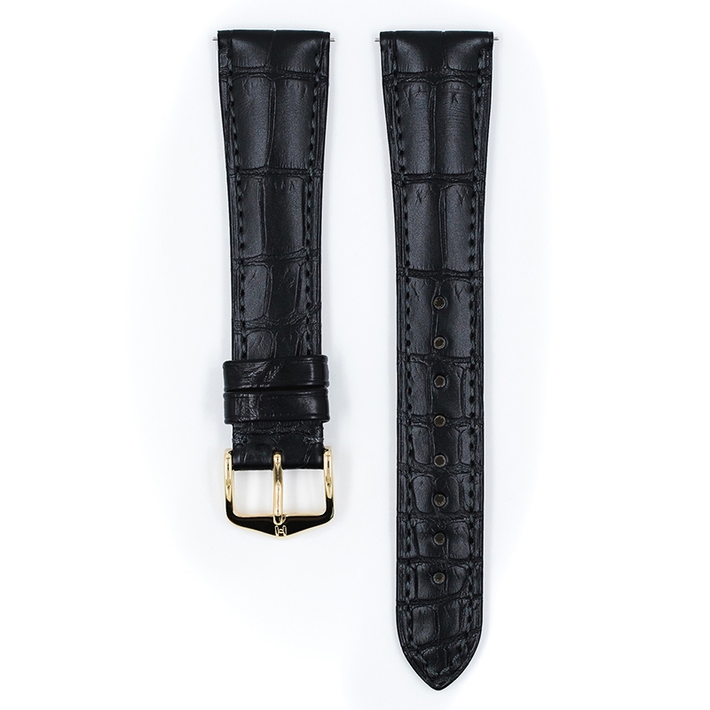 Hirsch London Louisiana Alligator Uhrenarmband Matt Schwarz