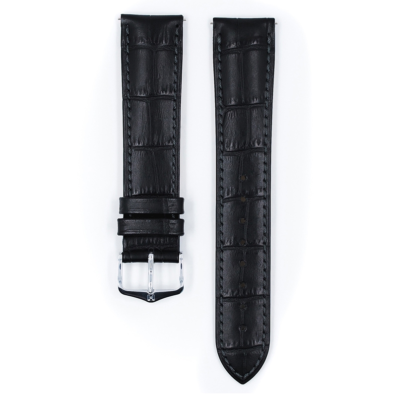 Hirsch Duke Uhrenarmband Alligatorgrain Schwarz